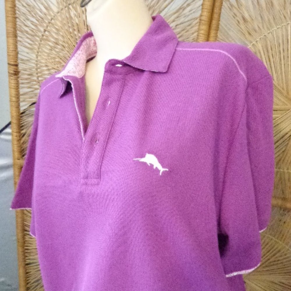 NWT Tommy Bahama Purple Island Zone S Maderia Mosaic Five O Clock SS Polo $110 - Picture 5 of 10